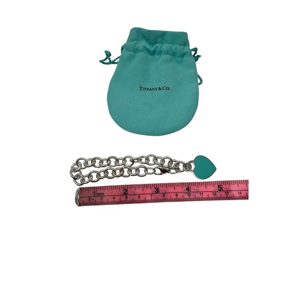 Tiffany & Co Heart Tag Bracelet Sterling Silver With Turquoise - Picture 4 of 5